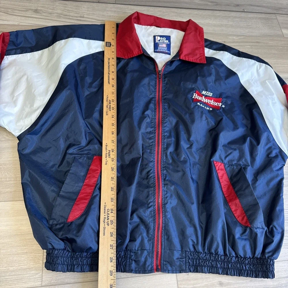 Vintage Miss Budweiser‎ Racing Pro Player Jacket Windbreaker SIZE XL Beer Promo